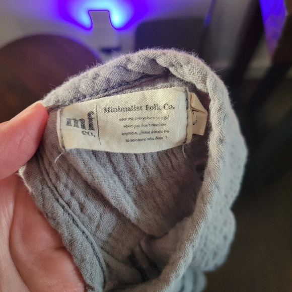 Minimalist Folk Co 100% Cotton Gauze Tiered Dress Blue Size 6 7 Years - Picture 3 of 4